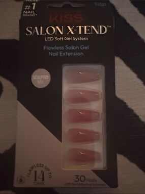 Kiss Salon X-Tend LED Soft Gel Nail Extensions - Nude Pink Set